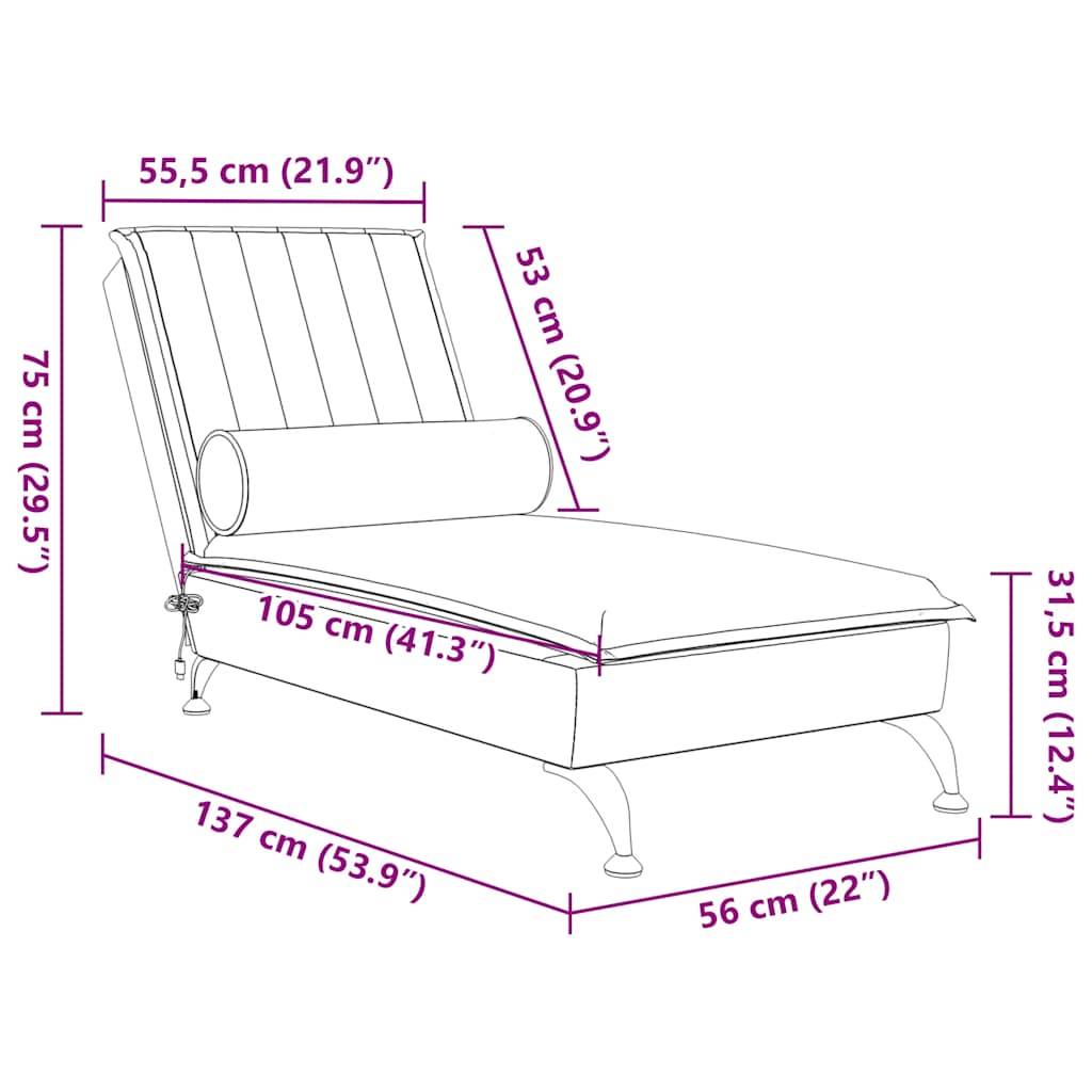 vidaXL Massage-Chaiselongue mit Nackenrolle Dunkelgrün Samt