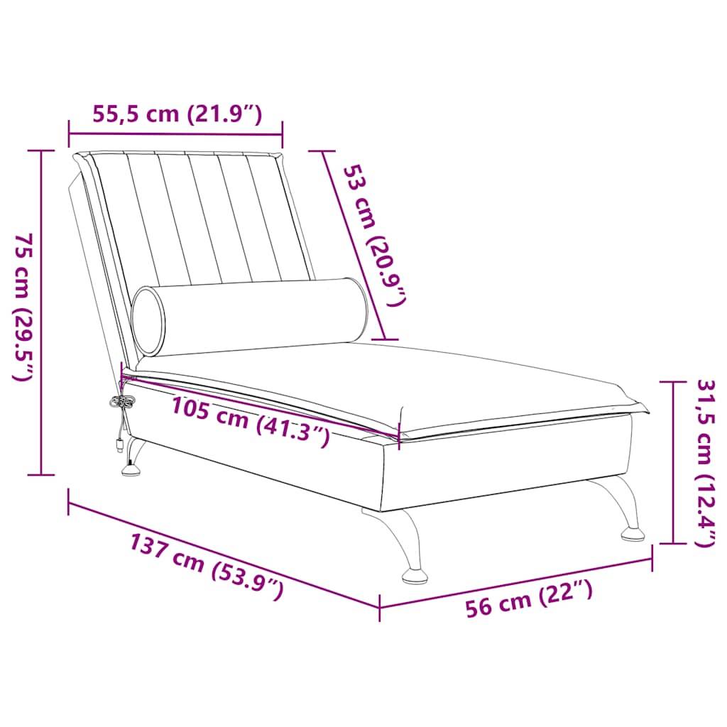 vidaXL Massage-Chaiselongue mit Nackenrolle Rosa Samt