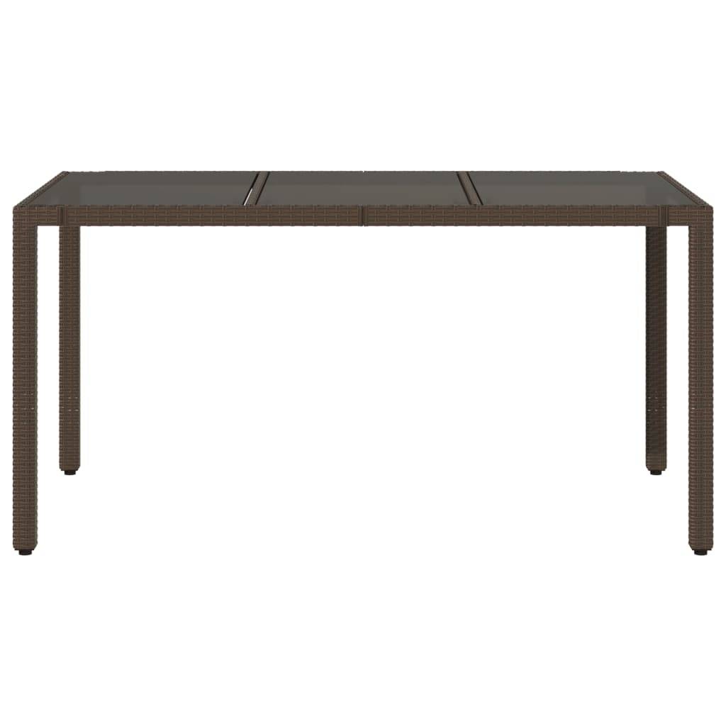 vidaXL Gartentisch mit Glasplatte Braun 150x90x75 cm Poly Rattan