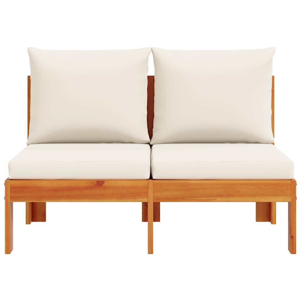 vidaXL Gartensofa ohne Armlehnen mit Kissen 2-Sitzer Massivholz Akazie