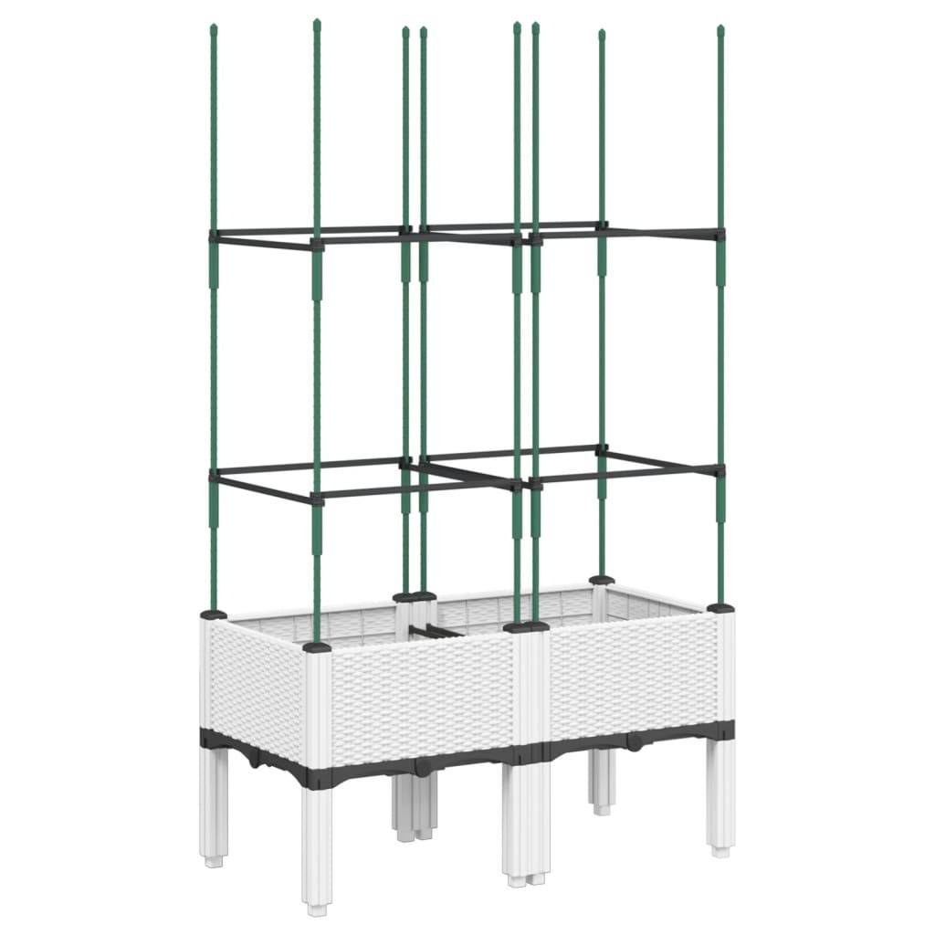 vidaXL Pflanzkübel mit Rankgitter Weiß 80x40x142,5 cm PP