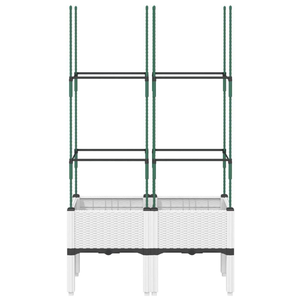 vidaXL Pflanzkübel mit Rankgitter Weiß 80x40x142,5 cm PP