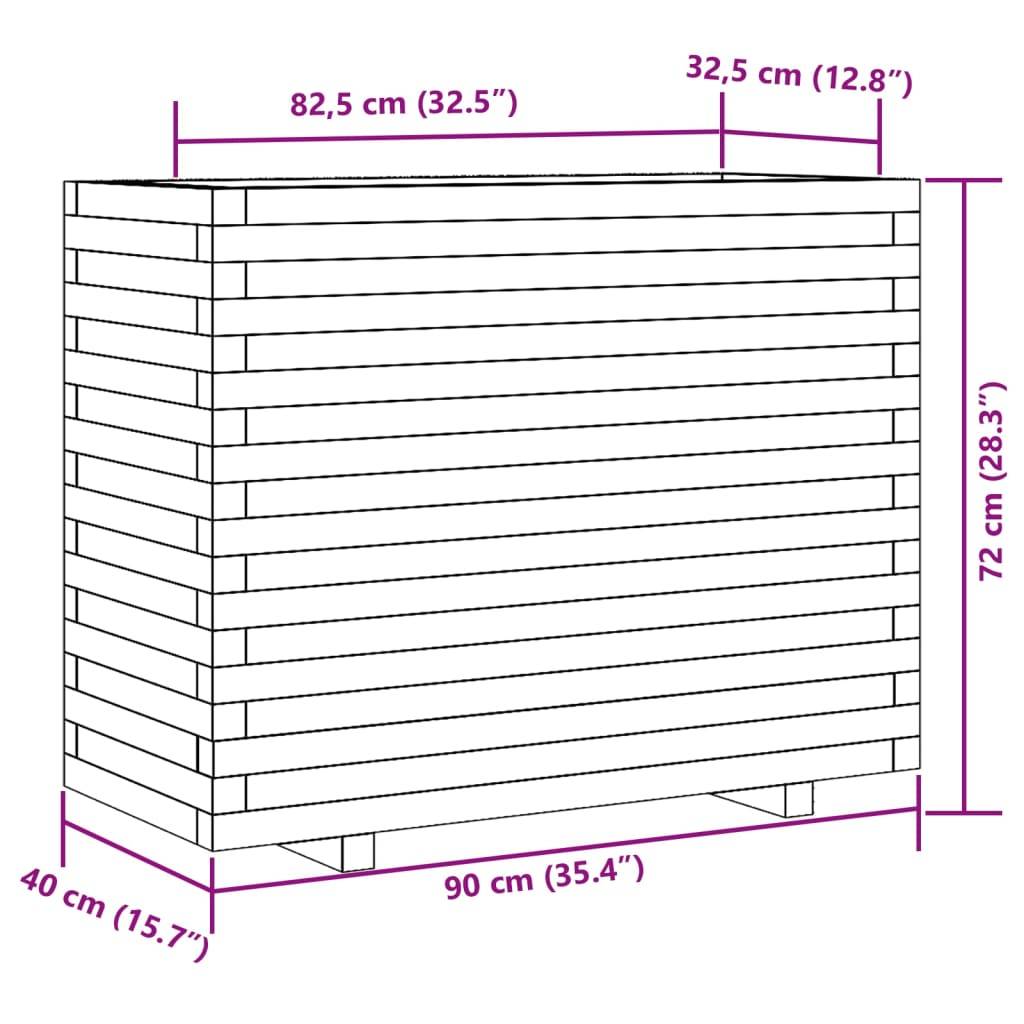 vidaXL Pflanzkübel Wachsbraun 90x40x72 cm Massivholz Kiefer