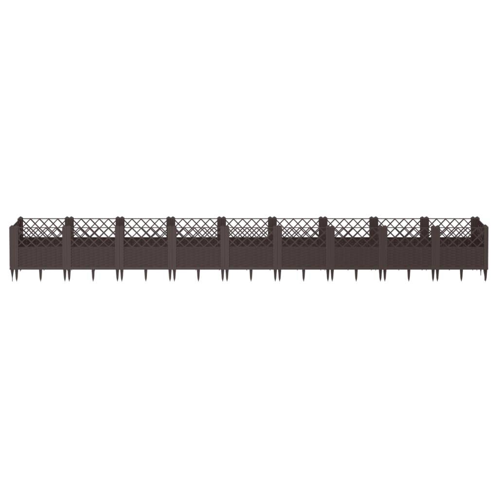 vidaXL Pflanzkasten mit Erdspießen Braun 363,5x43,5x43,5 cm PP