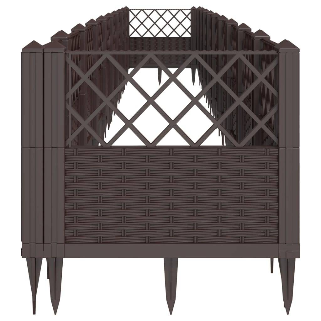 vidaXL Pflanzkasten mit Erdspießen Braun 363,5x43,5x43,5 cm PP