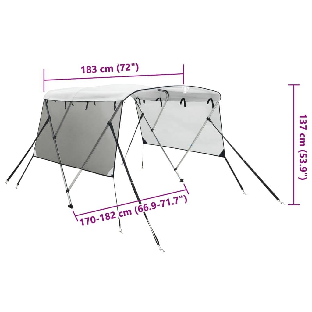 vidaXL 3-Bow Bimini-Top mit Mesh-Seitenteilen 183x(170-182)x137 cm