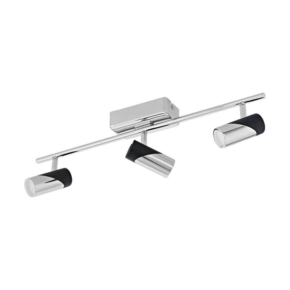 LED Deckenlampe Wohnzimmerleuchte Deckenleuchte Esszimmerlampe Schlafzimmerleuchte Spotstrahler, Stahl chrom Alu schwarz, 3 Flammig Spots beweglich