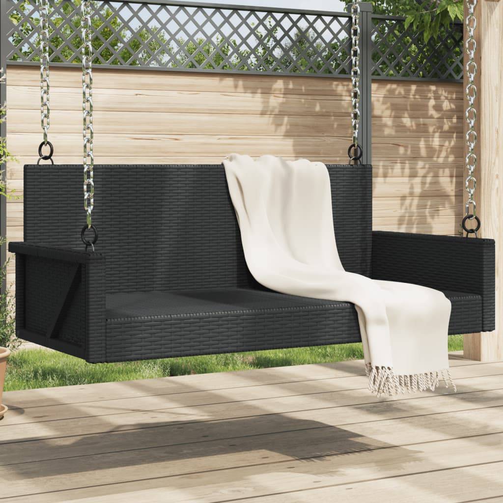 vidaXL Hängebank Schwarz 119x56x48 cm Poly Rattan