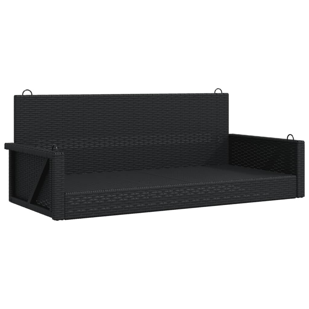 vidaXL Hängebank Schwarz 119x56x48 cm Poly Rattan