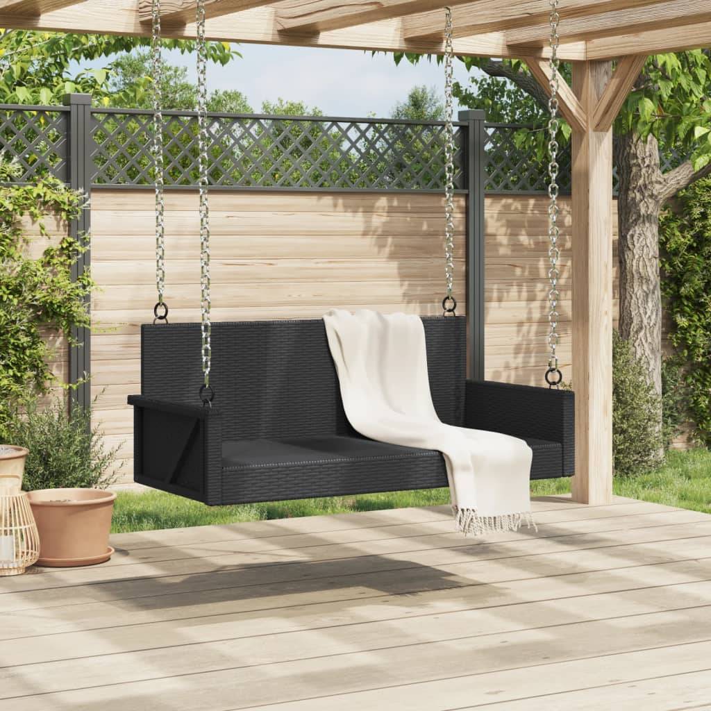 vidaXL Hängebank Schwarz 119x56x48 cm Poly Rattan