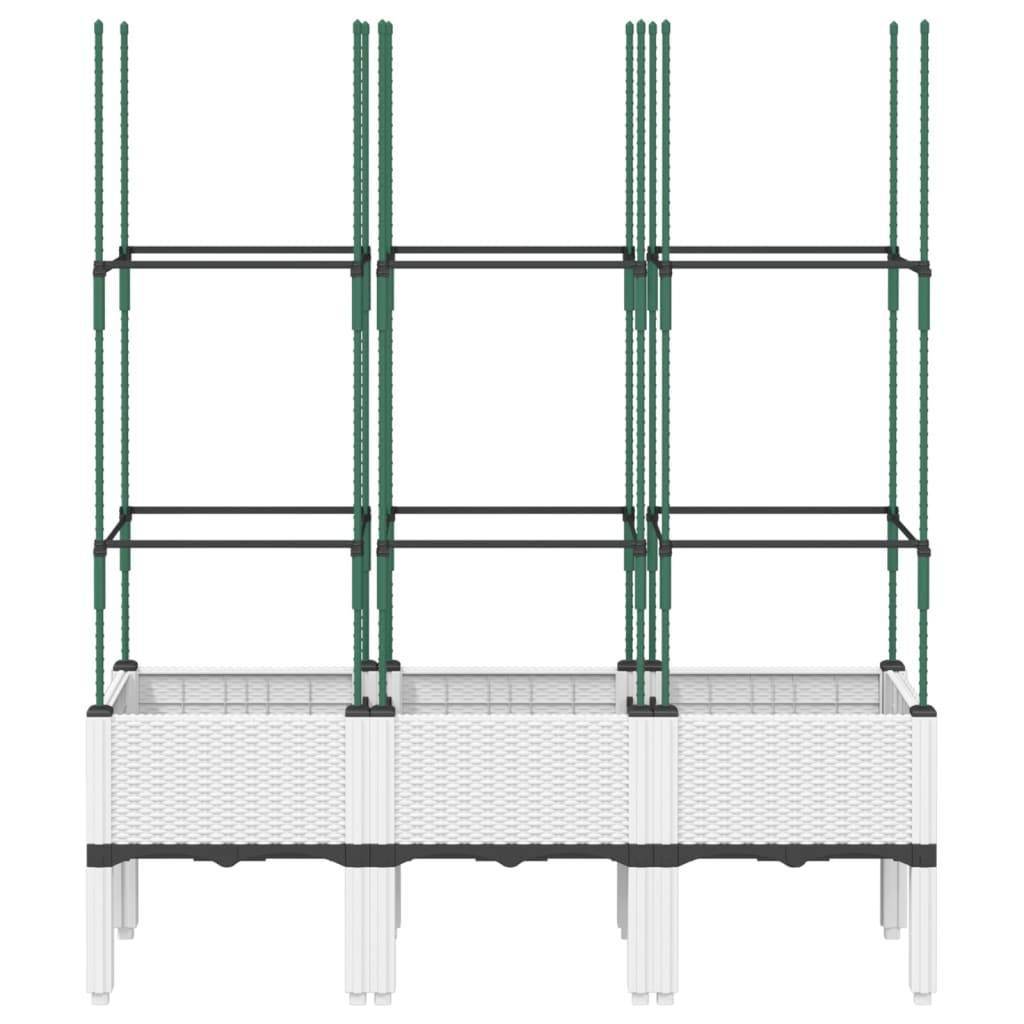 vidaXL Pflanzkübel mit Rankgitter Weiß 120x40x142,5 cm PP
