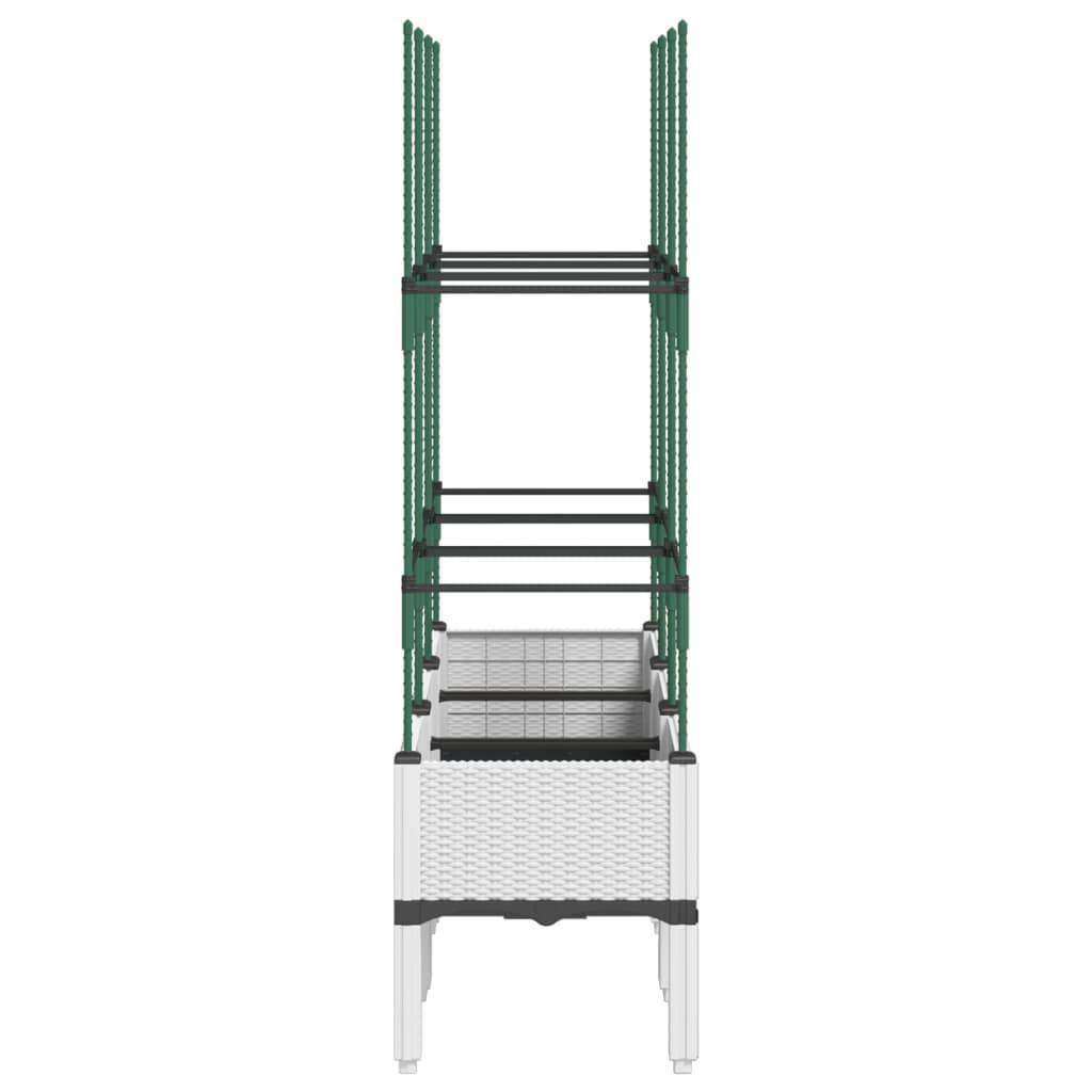 vidaXL Pflanzkübel mit Rankgitter Weiß 120x40x142,5 cm PP