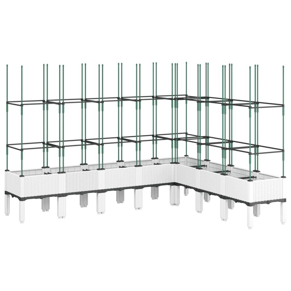 vidaXL Pflanzkübel mit Rankgitter Weiß 200x160x142,5 cm PP