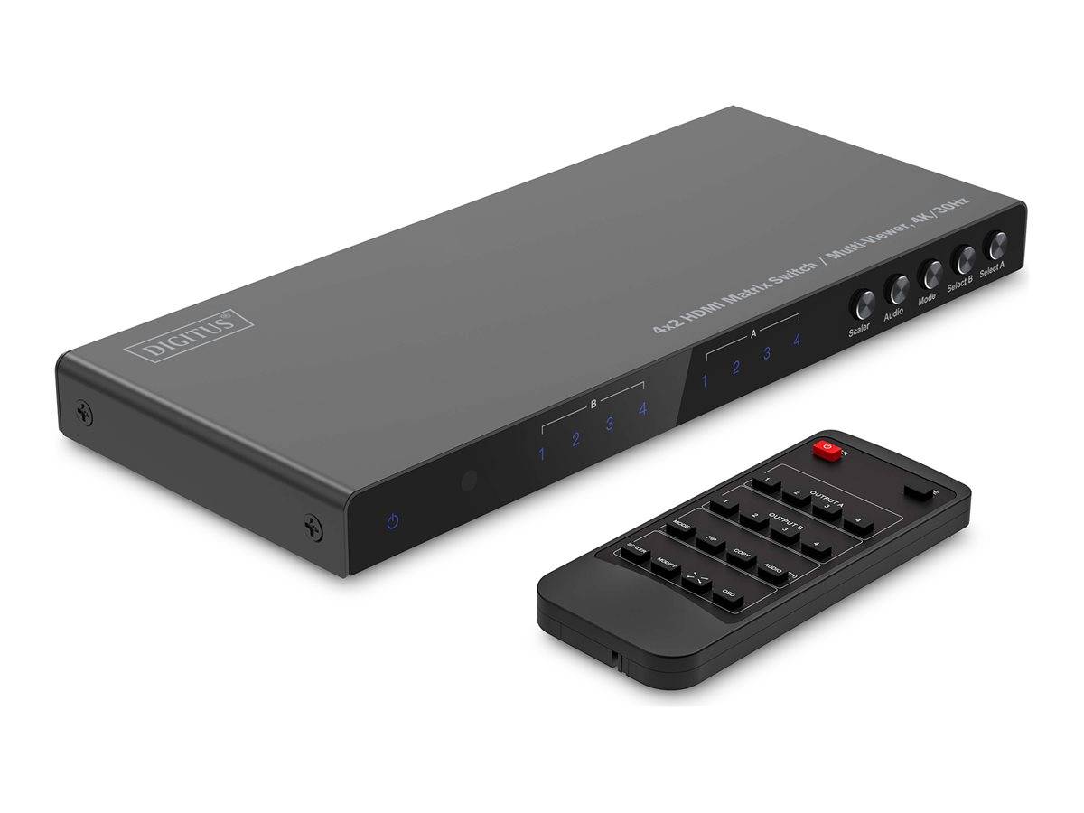 DIGITUS - 4x2 HDMI Matrix Switch / Multi-Viewer, 4K/30Hz