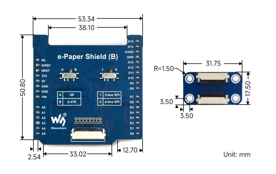 WaveShare Universal E-Paper Raw Panel Driver Shield (B) for NUCLEO Arduino