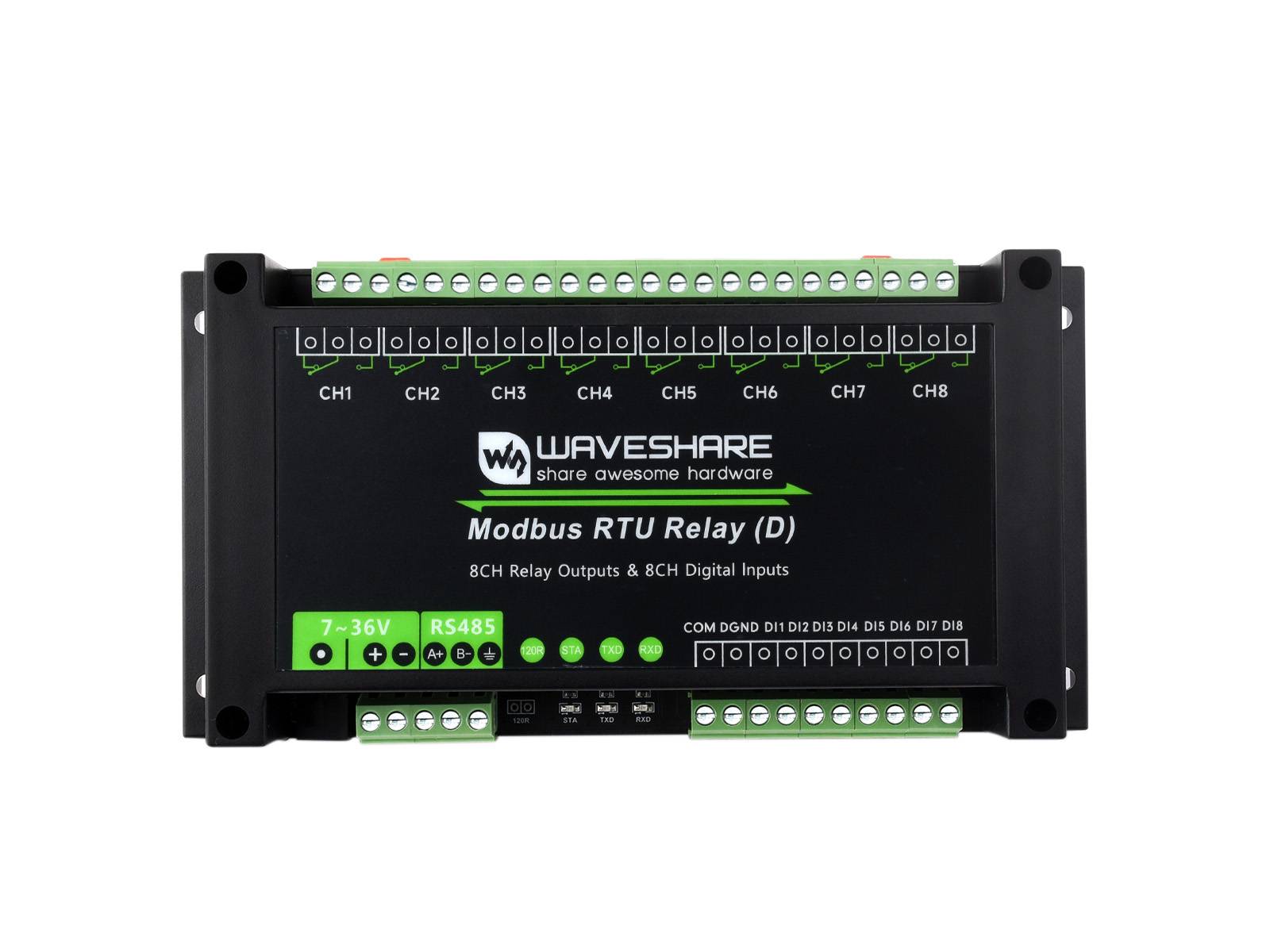 WaveShare Industrial Modbus RTU 8CH Relay Module (D) Digital Input RS485