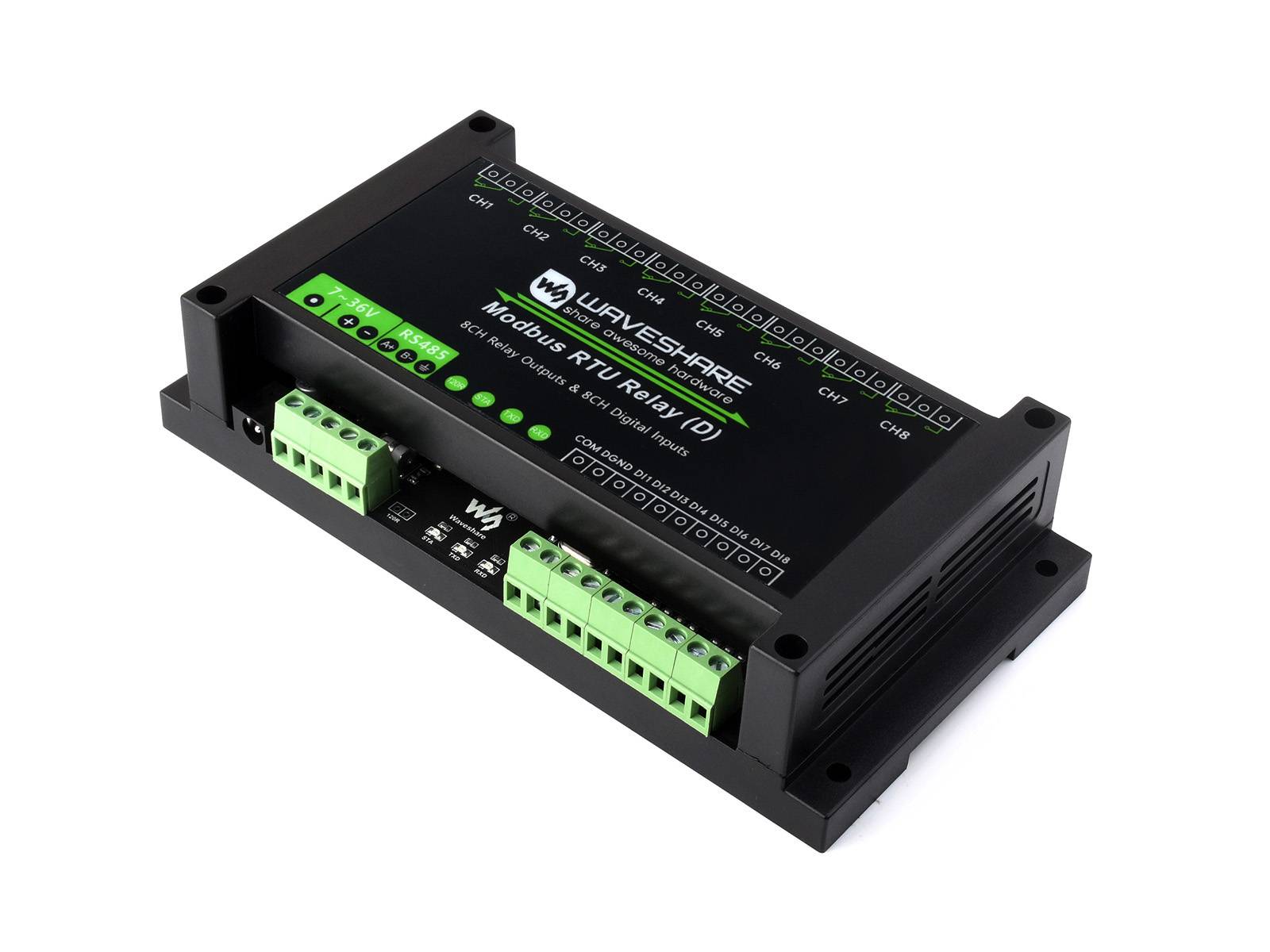 WaveShare Industrial Modbus RTU 8CH Relay Module (D) Digital Input RS485