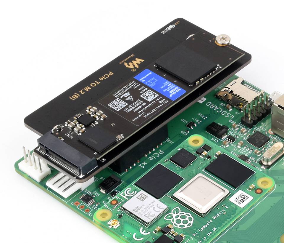 WaveShare PCIe to M.2 Adapter (B) Supports NVMe M.2 SSD for Raspberry Pi CM4