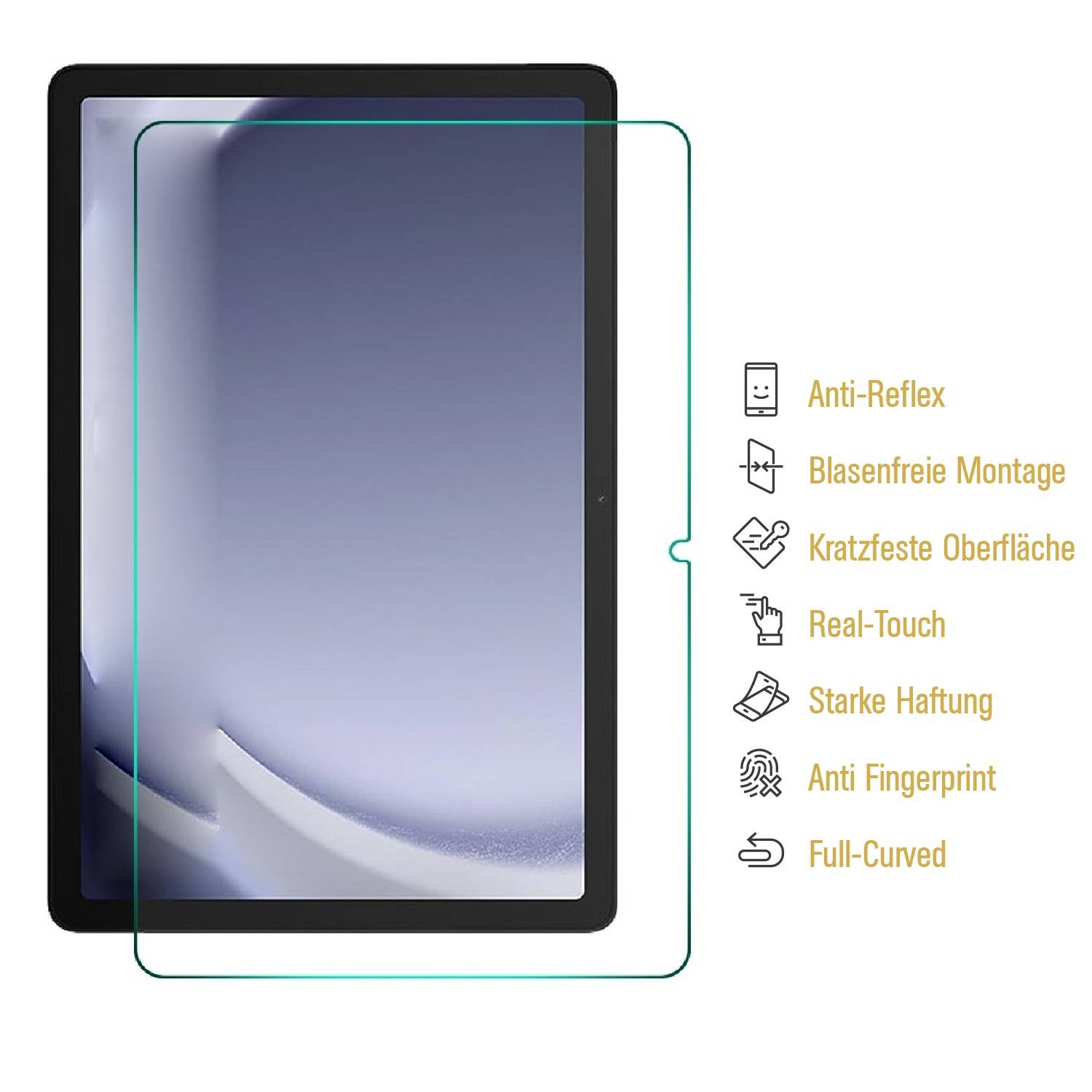 3x 9H Panzerglas für Samsung Galaxy Tab A9 matt entspiegelt Nano-Glass Displayschutz Schutzglas Schutzfolie Panzerfolie Screen-Protector ANTI-SHOK