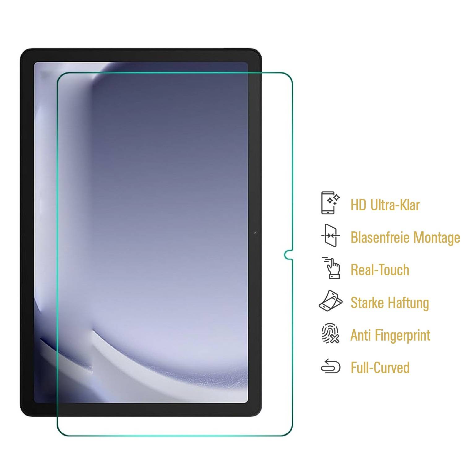 2x Displayschutzfolie für Samsung Galaxy Tab A9 3D KLAR PREMIUM Displayschutz Schutzfolie Folie
