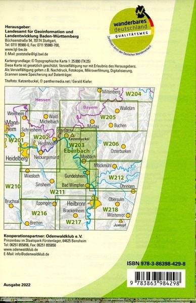 W203 Wanderkarte 1:25 000 Eberbach