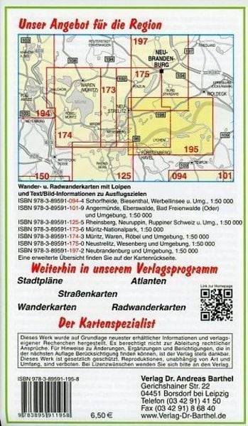 Radwander- und Wanderkarte Feldberger Seen, Fürstenberg, Lychen und Umgebung