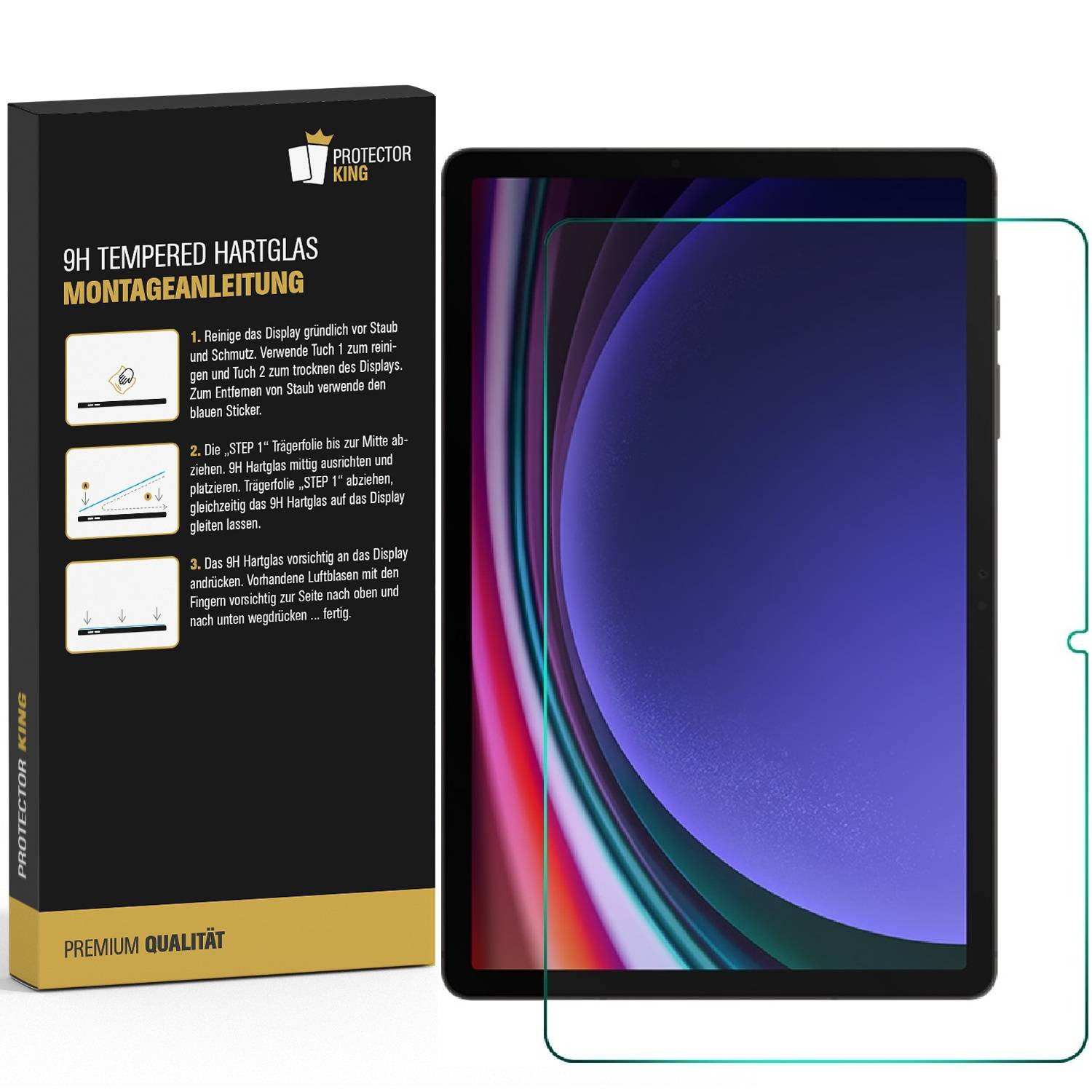 4x 9H Panzerglas für Samsung Galaxy Tab S9 Plus 3D KLAR Displayschutz Echtes Tempered Panzerhartglas Schutzglas Panzerfolie Schutzfolie