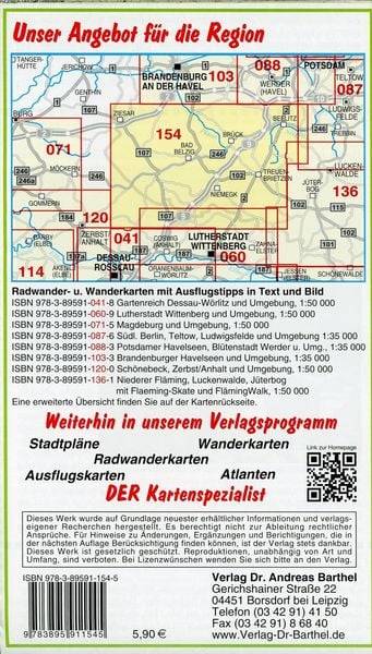 Große Radwander- und Wanderkarte Hoher Fläming, Bad Belzig, Beelitz und Umgebung 1 : 50 000