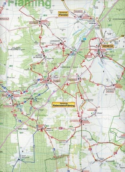 Große Radwander- und Wanderkarte Hoher Fläming, Bad Belzig, Beelitz und Umgebung 1 : 50 000