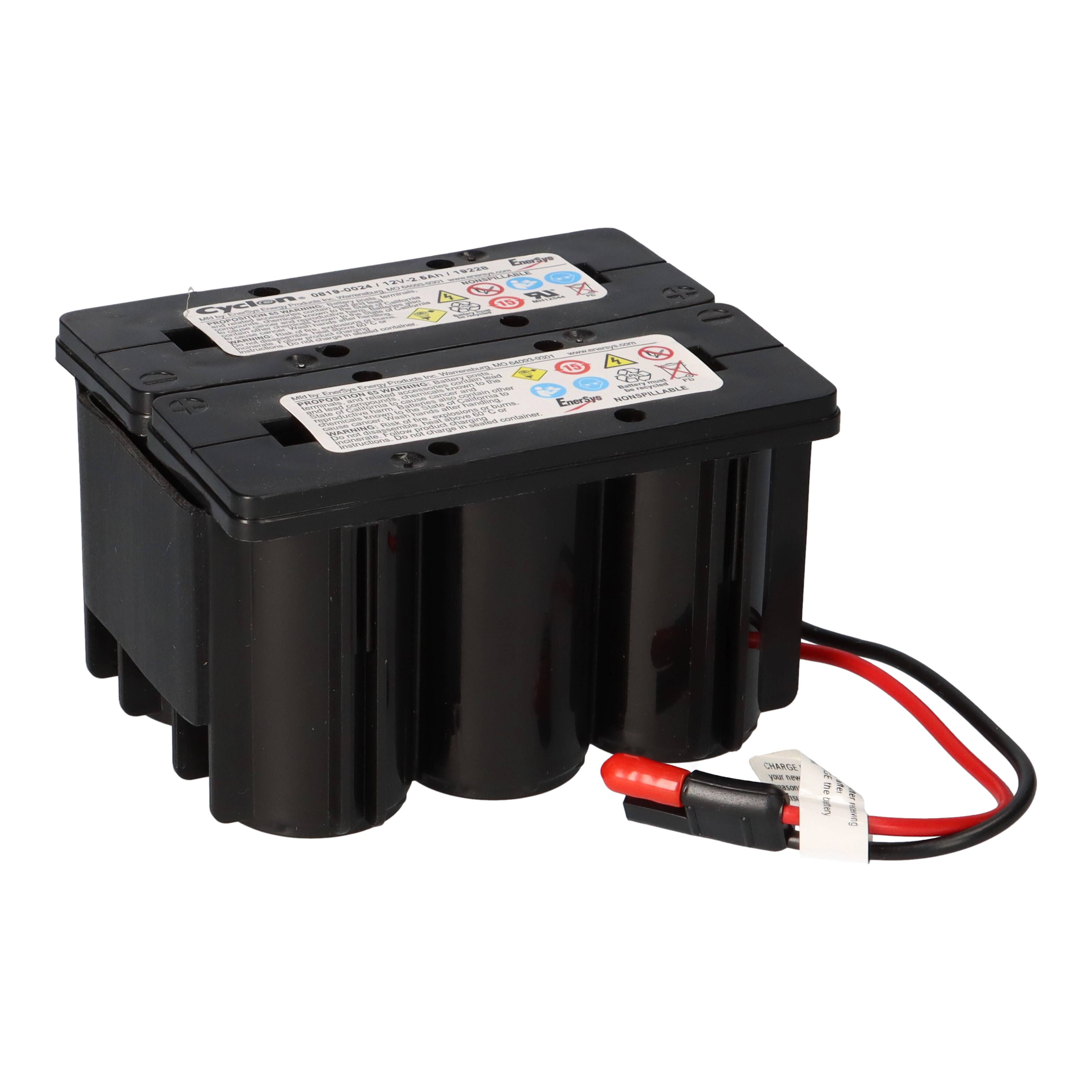 Hawker Cyclon 0819-0024 Monoblock 12V 2,5Ah Bleiakku mit Stecker + Ladegerät für Rasenmäher Akkus