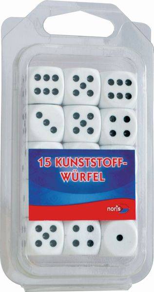15 Kunststoff-Augenwürfel weiß