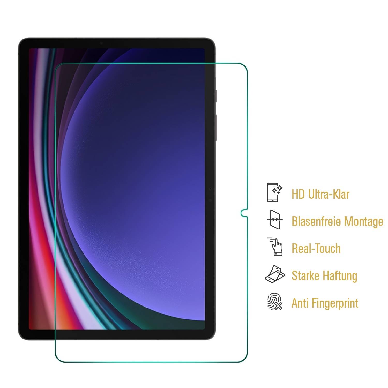 4x Displayschutzfolie für Samsung Galaxy Tab S9 Plus 3D KLAR PREMIUM Displayschutz Schutzfolie Folie