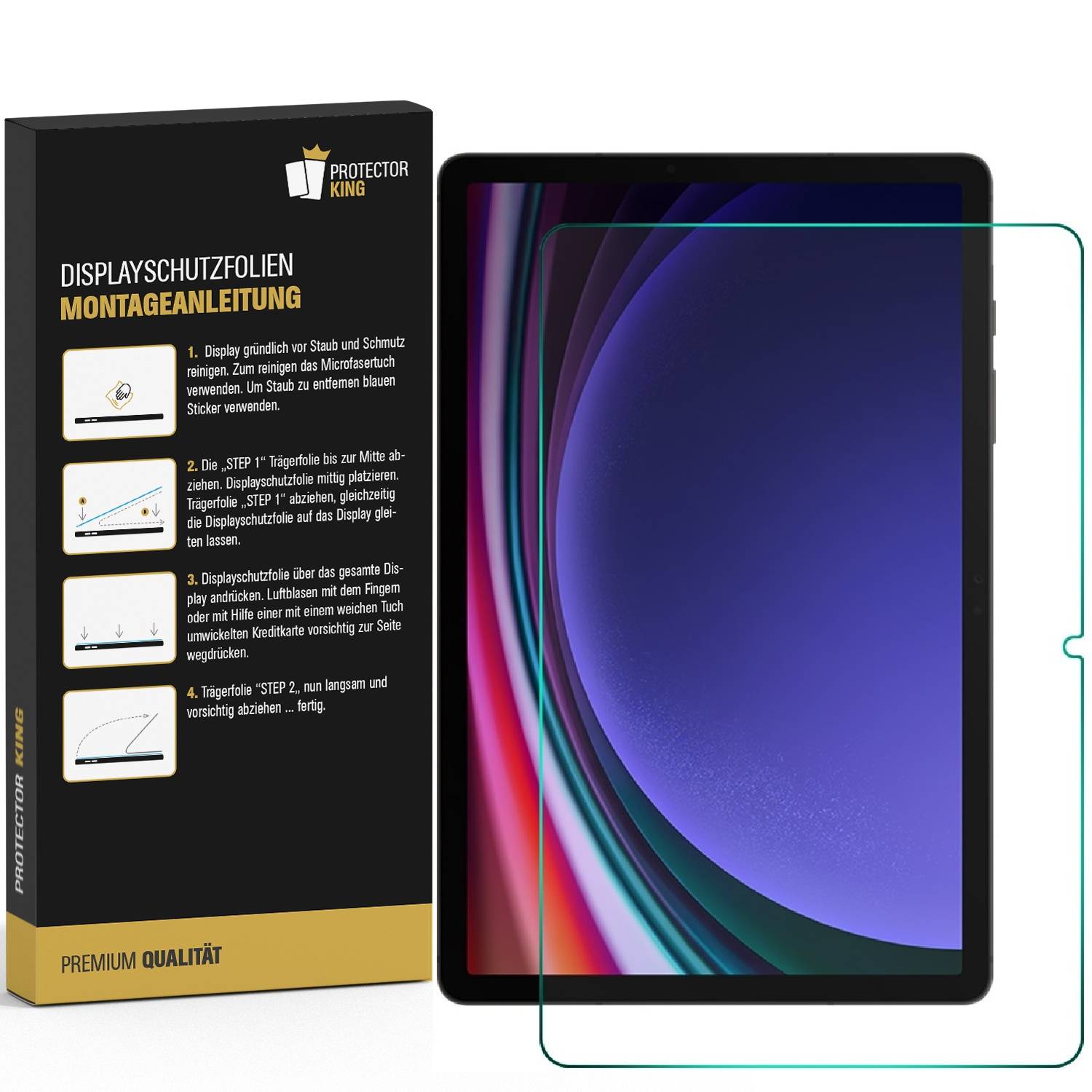 3x Displayschutzfolie für Samsung Galaxy Tab S9 Plus 3D KLAR PREMIUM Displayschutz Schutzfolie Folie