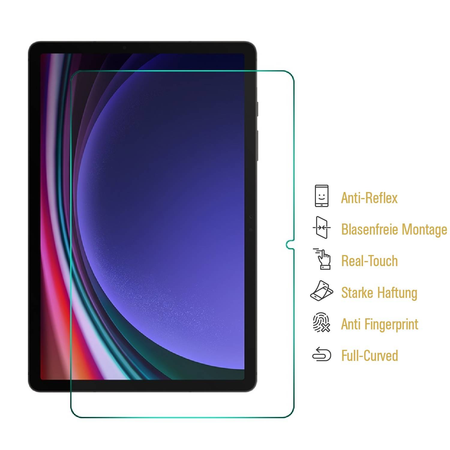 2x Displayschutzfolie für Samsung Galaxy Tab S9 Plus FULL COVER PREMIUM MATT ENTSPIEGELT Displayschutz Schutzfolie Folie