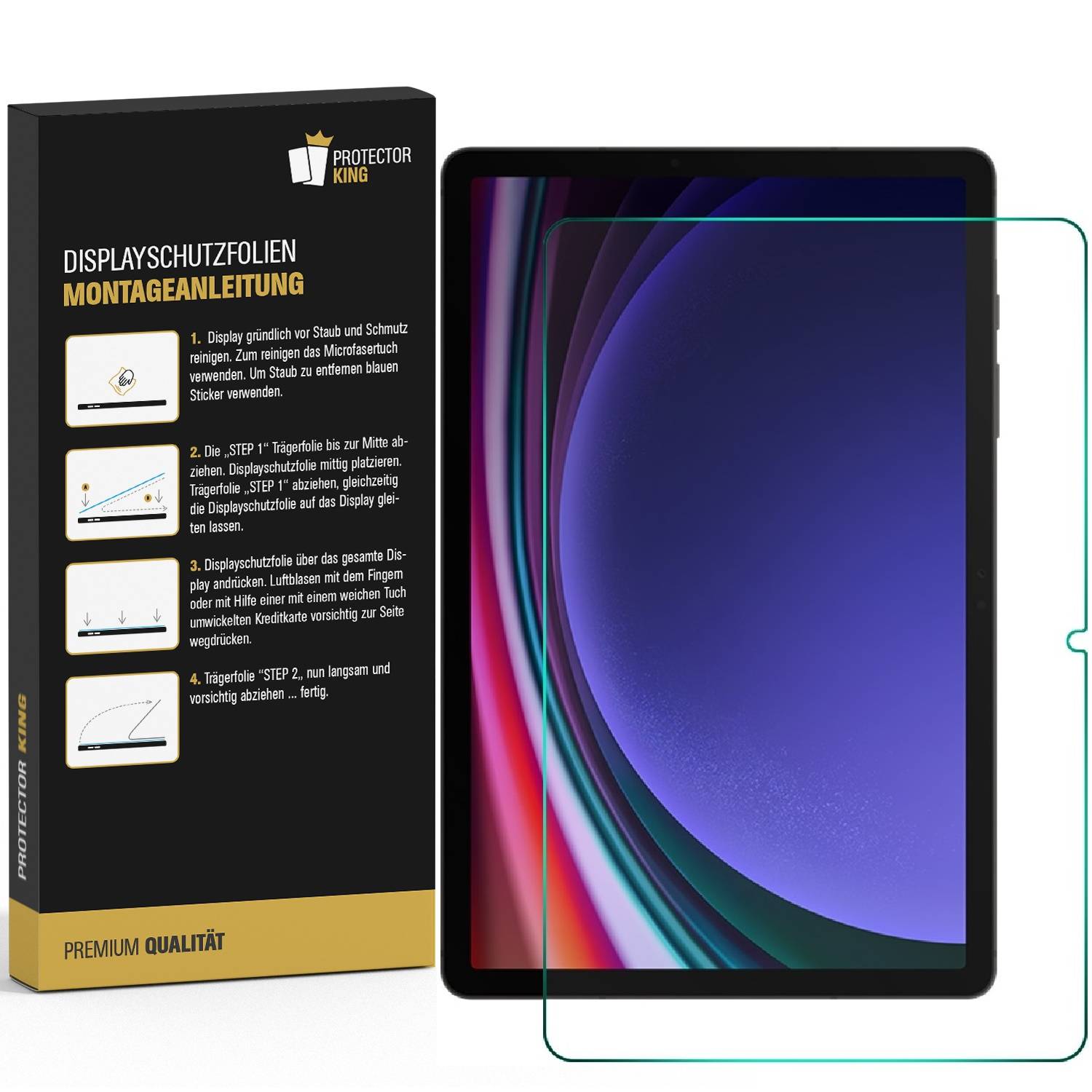 1x Displayschutzfolie für Samsung Galaxy Tab S9 Plus FULL COVER PREMIUM MATT ENTSPIEGELT Displayschutz Schutzfolie Folie