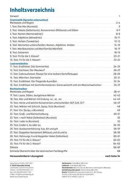 Tests in Deutsch - Lernzielkontrollen 2. Klasse