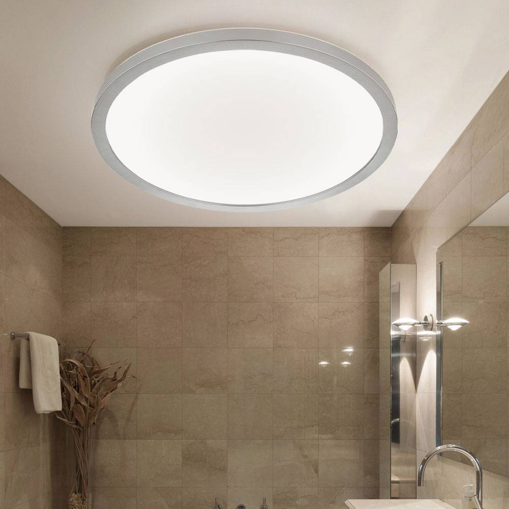 Deckenleuchte Deckenlampe Badezimmerlampe Wohnzimmerleuchte Esszimmerlampe, Kunststoff weiß nickel-matt, dimmbar Memoryfunktion Backlight, 1x LED