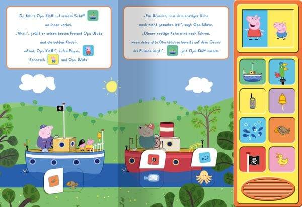 Peppa Pig - Die Bootsfahrt - Klappen-Geräusche-Buch mit 10 Sounds - Pappbilderbuch für Kinder ab 3 Jahren