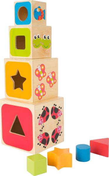 Small foot 10627 - Stapelwürfel ABC 3in1, Holz, 8-teilig, play&learn