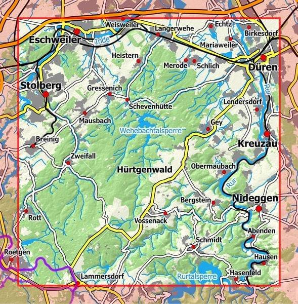 Eifelwandern 1 - Hohes Venn, Hürtgenwald, Rurtal 1 : 25 000