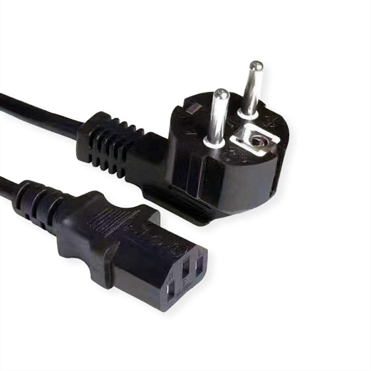 VALUE Netzkabel, gerade IEC-Buchse, Schutzkontakt CEE 7/7 auf Kaltgeräte C13, schwarz, 3 m