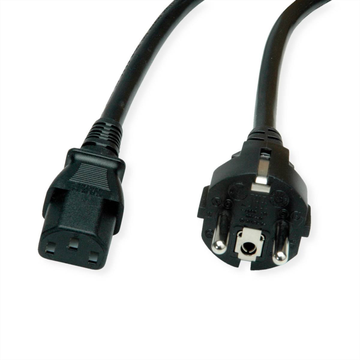 ROLINE Netzkabel, IEC-Buchse & CEE7/7-Stecker gerade, schwarz, 1,8 m