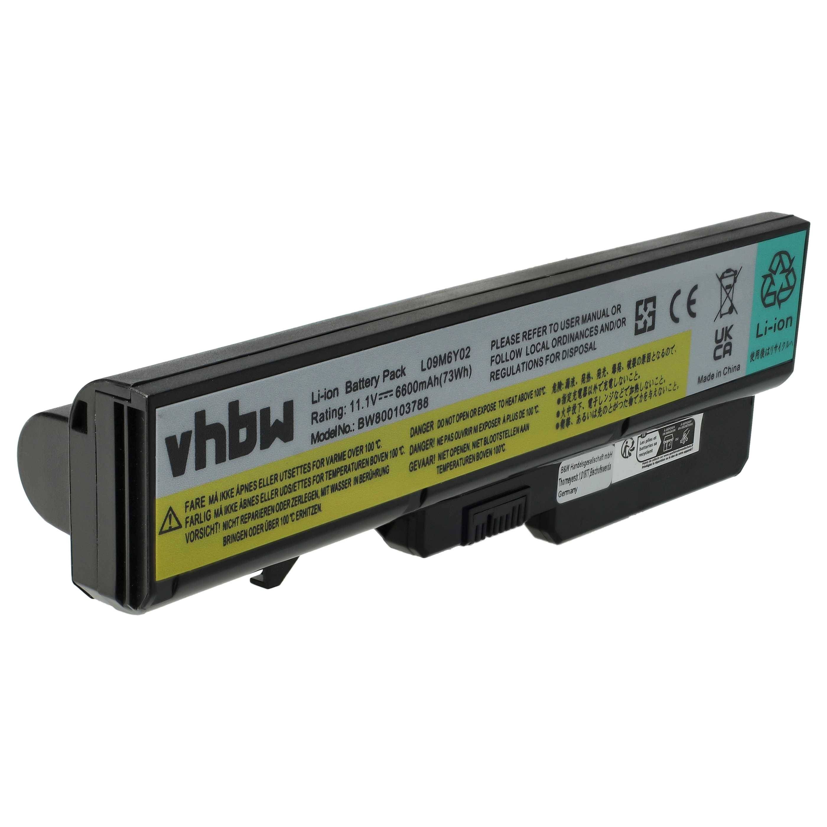 vhbw Akku Ersatz für IBM / Lenovo 121000994, 121001089, 121001071, 121001094, 121001091 für Notebook (6600 mAh, 11,1 V, Li-Ion)