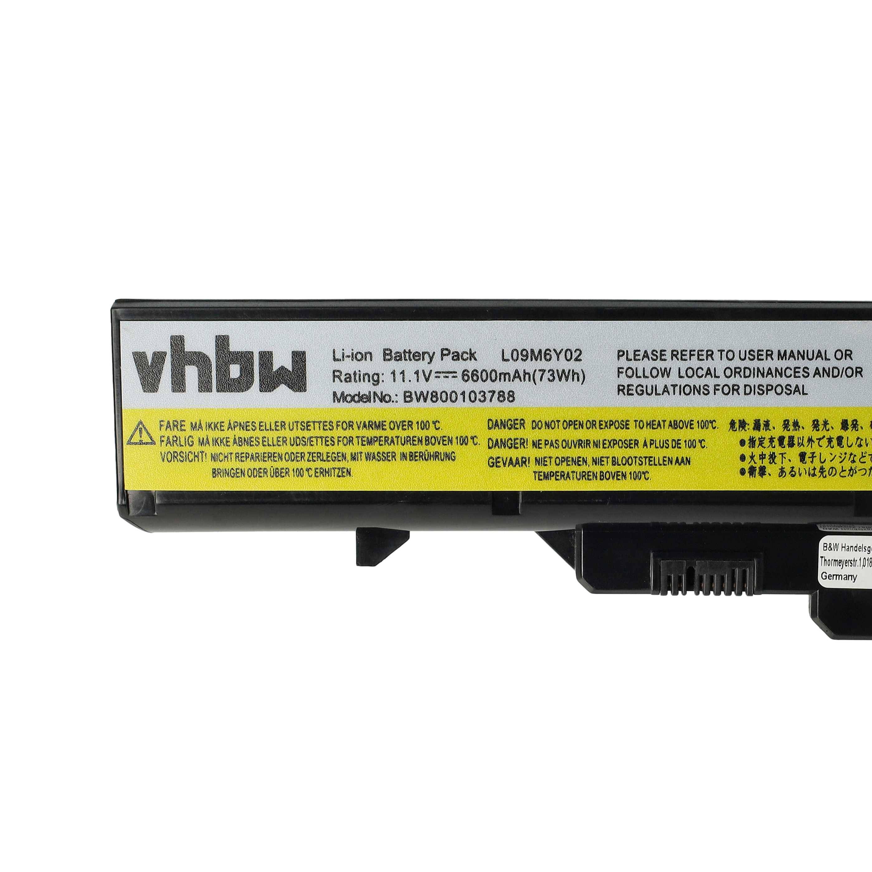 vhbw Akku kompatibel mit IBM Lenovo IdeaPad Z570A, Z560M, Z560G, Z565, Z565G, Z565A, Z570 Notebook (6600 mAh, 11,1 V, Li-Ion)