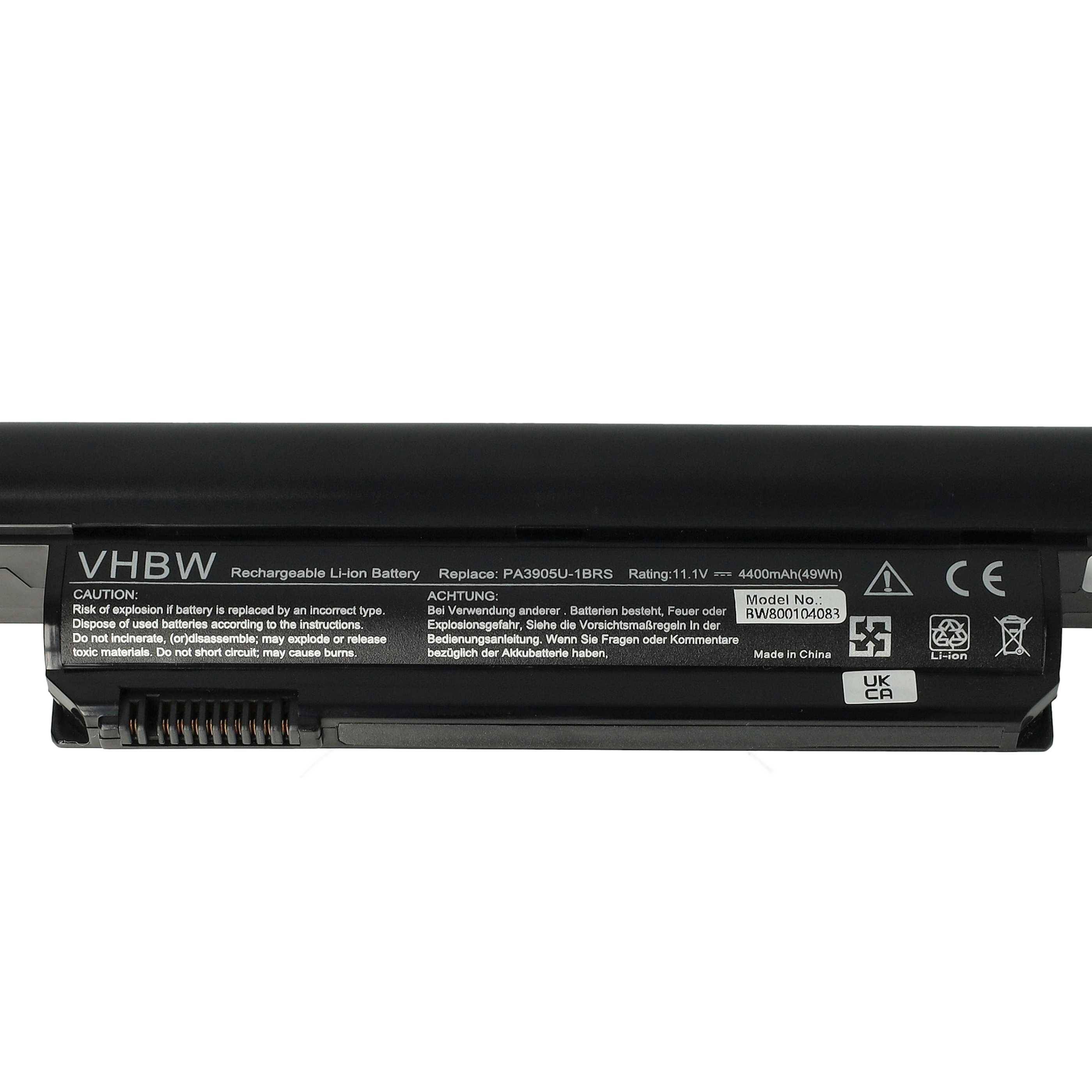 vhbw Akku kompatibel mit Toshiba Tecra R850-S8552, R850-S8540, R950, R850-ST8500, R850-ST8501 Notebook (4400 mAh, 11,1 V, Li-Ion)