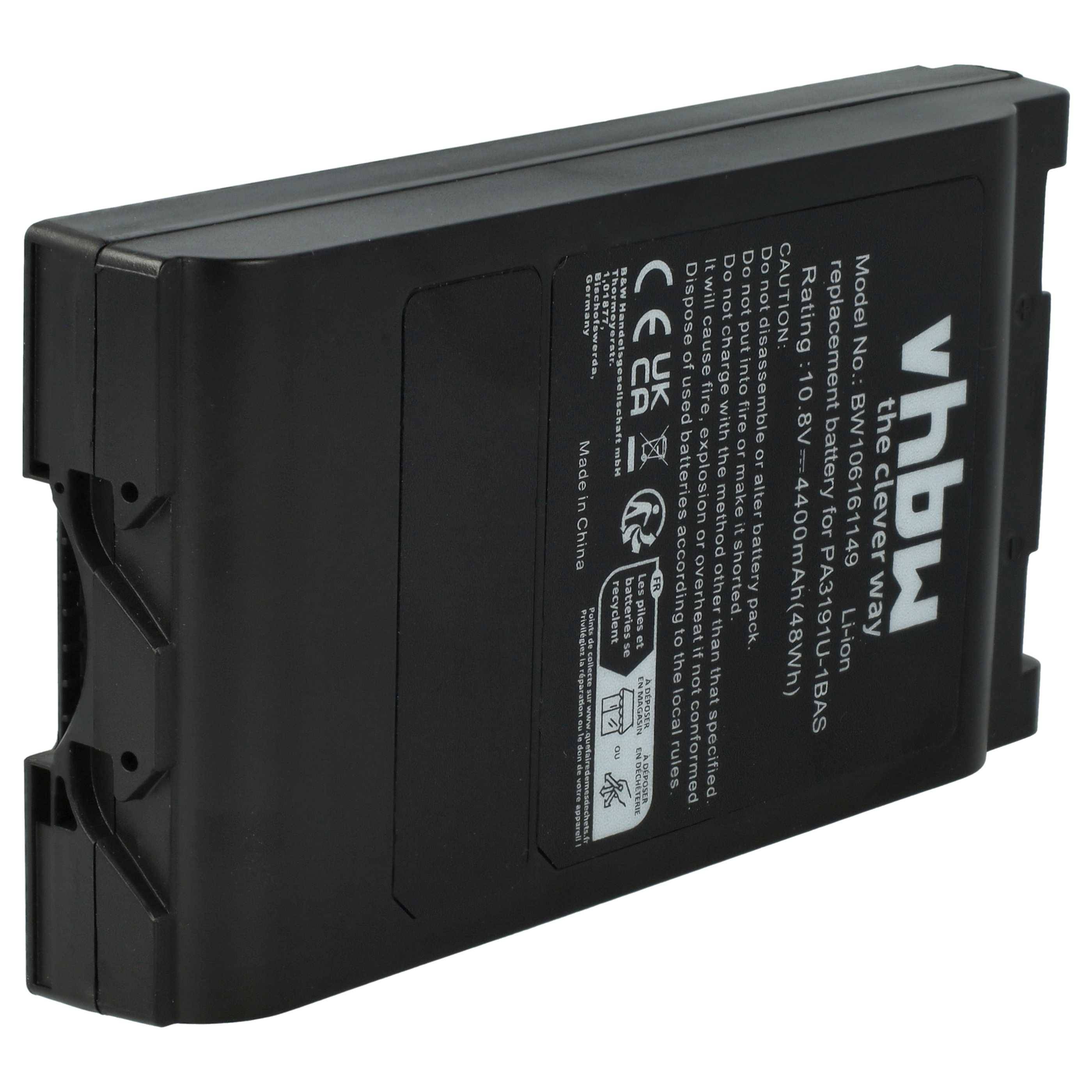 vhbw Akku kompatibel mit Toshiba Satellite R25-Serien, R15-Serien, R20, R10, R10-101 Tablet-PC Notebook (4400 mAh, 10,8 V, Li-Ion)