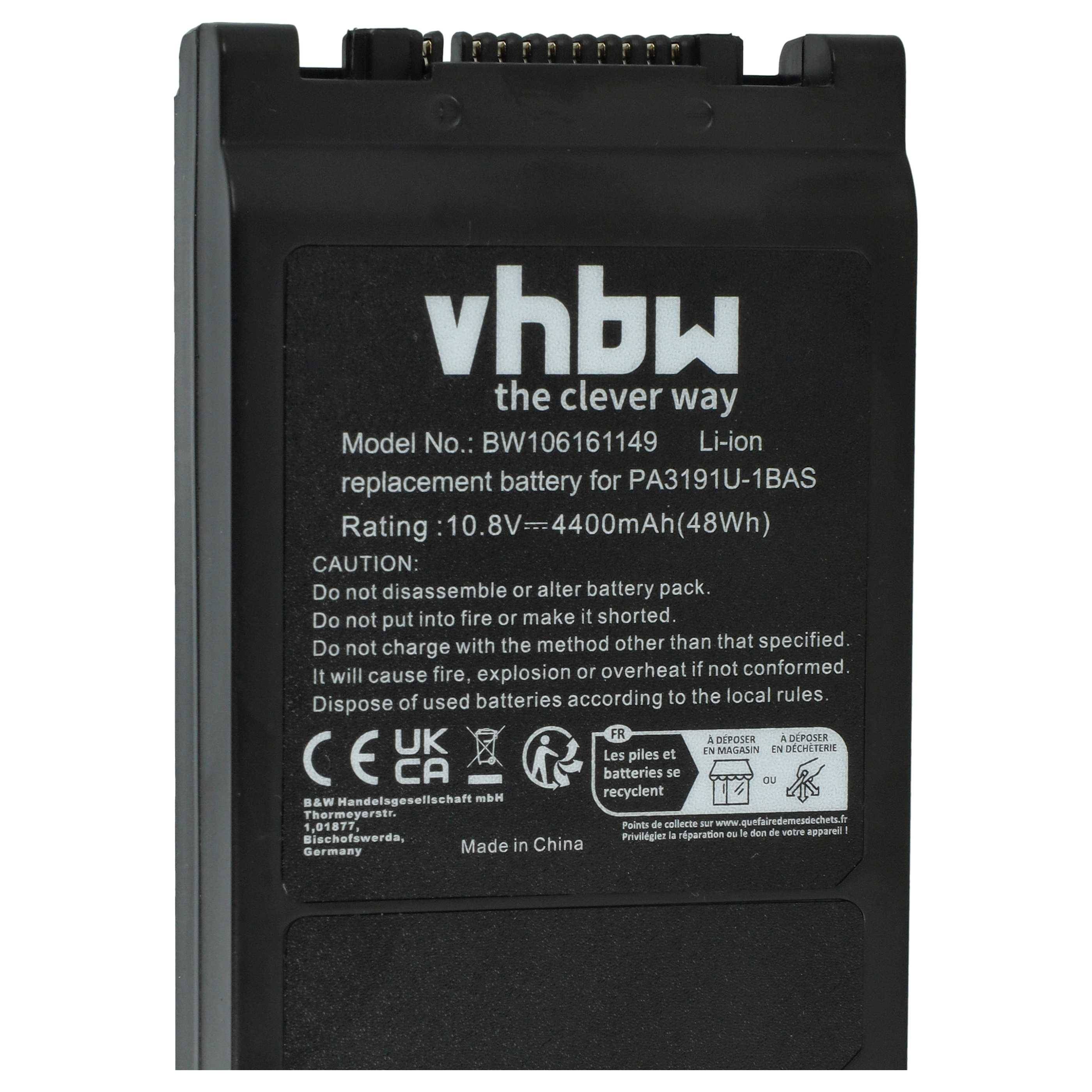 vhbw Akku kompatibel mit Toshiba Satellite R25-Serien, R15-Serien, R20, R10, R10-101 Tablet-PC Notebook (4400 mAh, 10,8 V, Li-Ion)