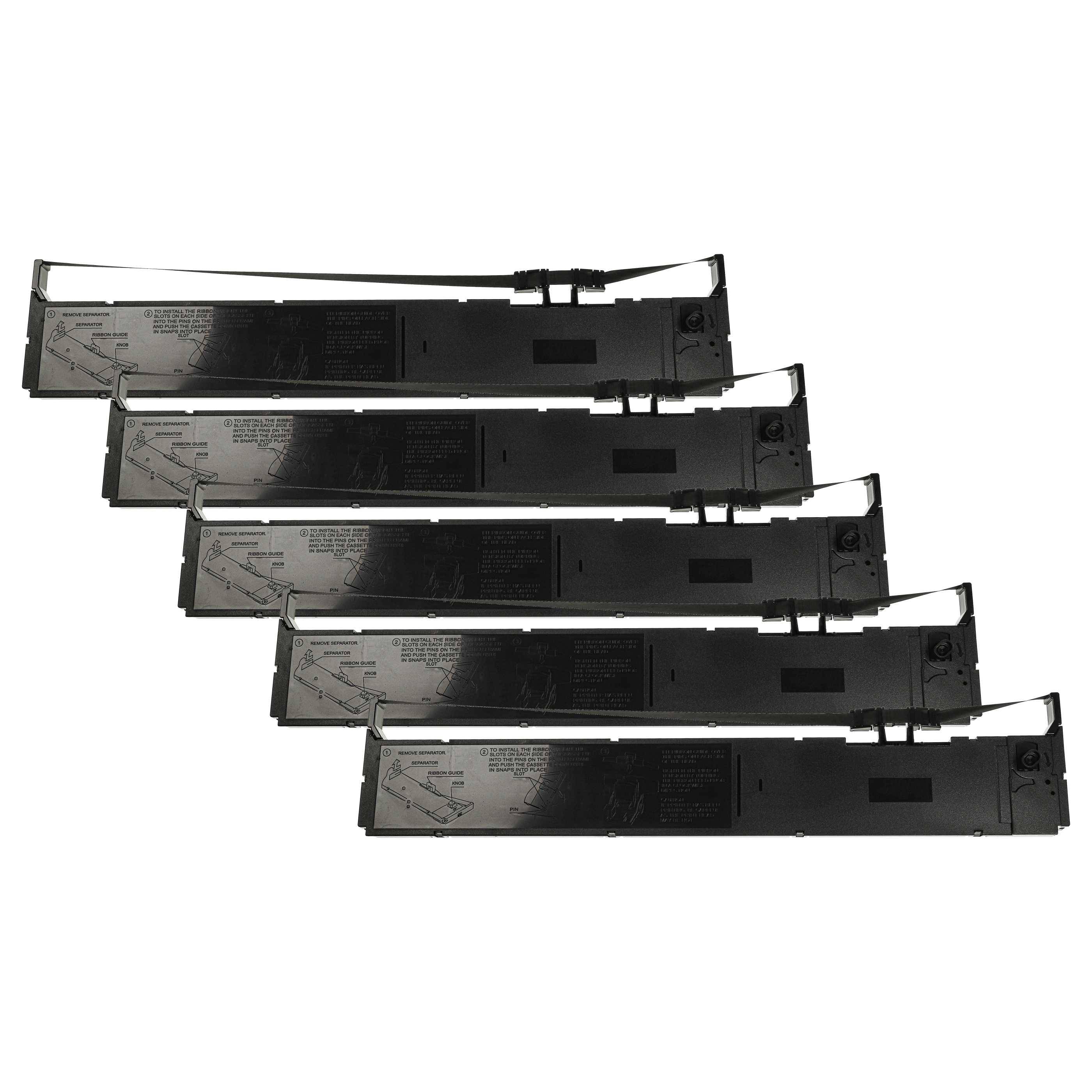vhbw 5x Farbband Schriftband kompatibel mit Epson DFX 9000 N, DFX 9000 Serie, DFX 9000 Nadeldrucker, Bondrucker - Schwarz