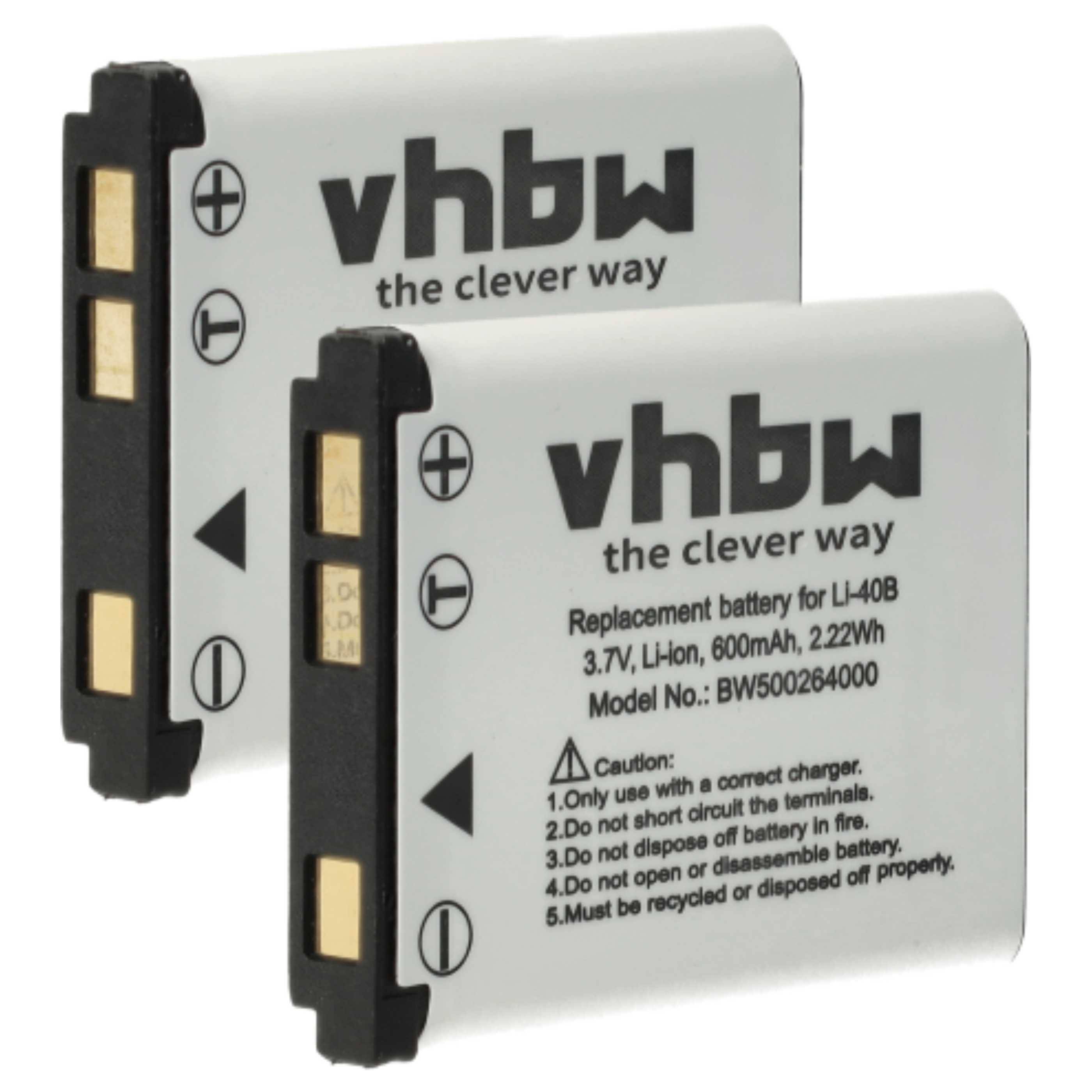vhbw 2x Akku kompatibel mit General Electric Super Slimx XS40, XS-4, XS400, XS-40, XS4000, XS-400, XS-4000 Kamera (600 mAh, 3,7 V, Li-Ion)