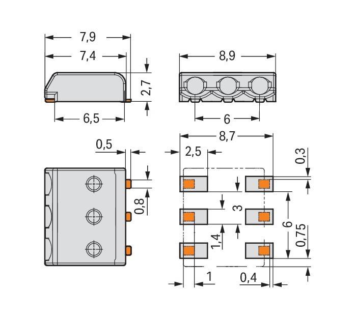 WAGO GmbH & Co. KG SMD-Leiterplattenklemme 2059-303/998-403